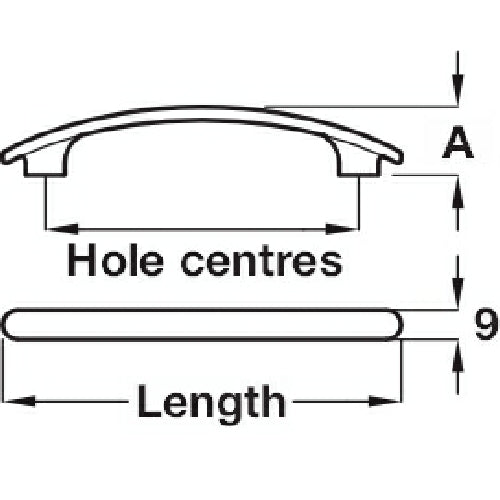 190mm Polished Chrome Bow Handle - 160mm Centres