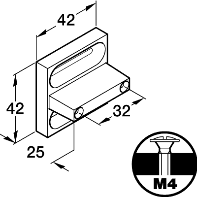 Stainless Steel Finish Square Cabinet Knob - 42mm