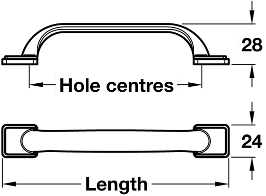 168mm Cast Iron Pull Handle - 128mm Centres