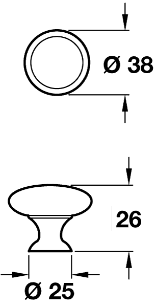 Stainless Steel Finish Cabinet Knob - 38mm