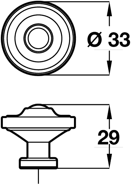 33mm Pewter Finish Cabinet Door Knob