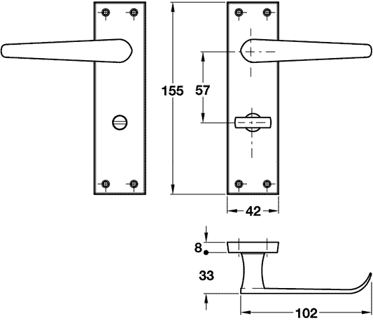 Polished Chrome Victorian Door Handles - Bathroom Lock Backplate