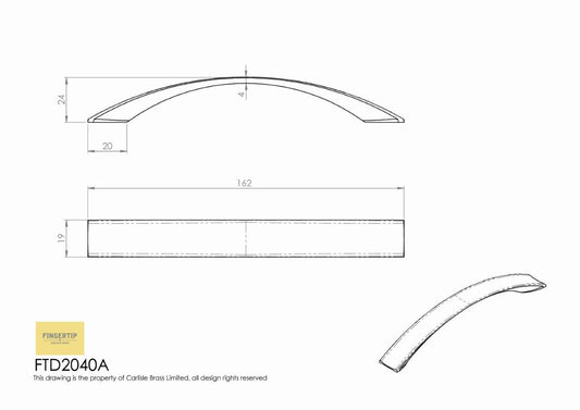 Concave Bow Handle - Polished Chrome - 128mm Centres