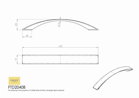 Concave Bow Handle - Satin Nickel - 160mm Centres