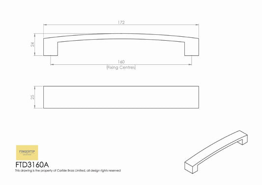 Curva Satin Nickel Cabinet Bow Handle - 160mm Centres