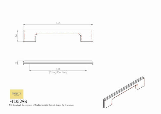 Harris Black Cabinet Handle - 128mm Centres