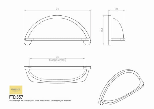 Cottage Cup Pull Handle in Gun Metal | 76mm Centres