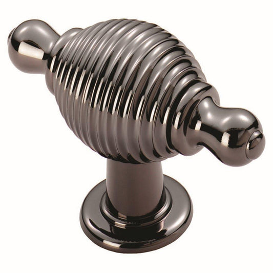 Black Nickel Reeded Cabinet Knob - 73mm