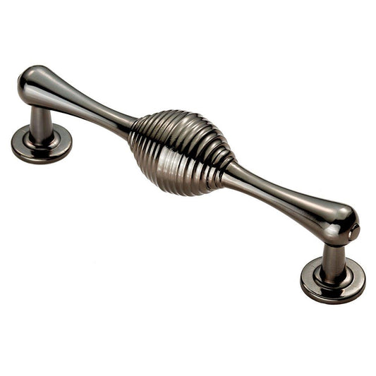 Polished Black Nickel Reeded Cabinet Handle - 128mm Centres