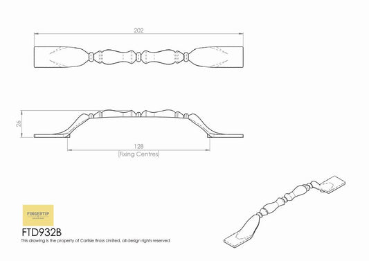 Ambiani Handle - Polished Chrome - 128mm Centres