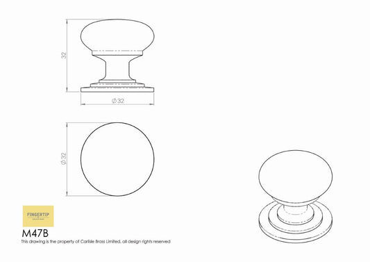 Polished Nickel Victorian Cupboard Knob | 32mm