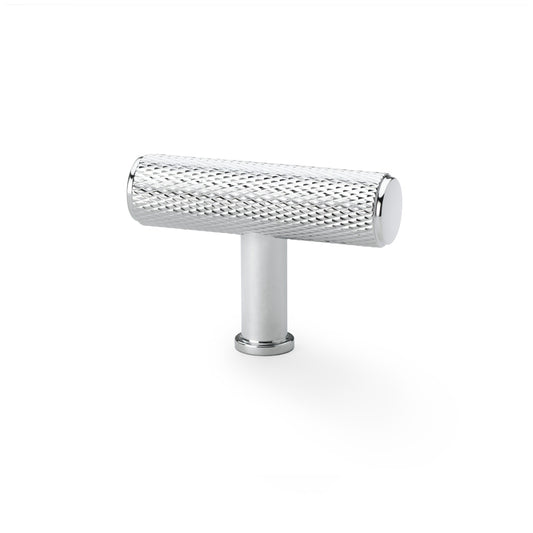 Crispin Knurled T-bar Cupboard Knob - Polished Chrome