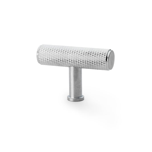 Crispin Knurled T-bar Cupboard Knob - Satin Chrome