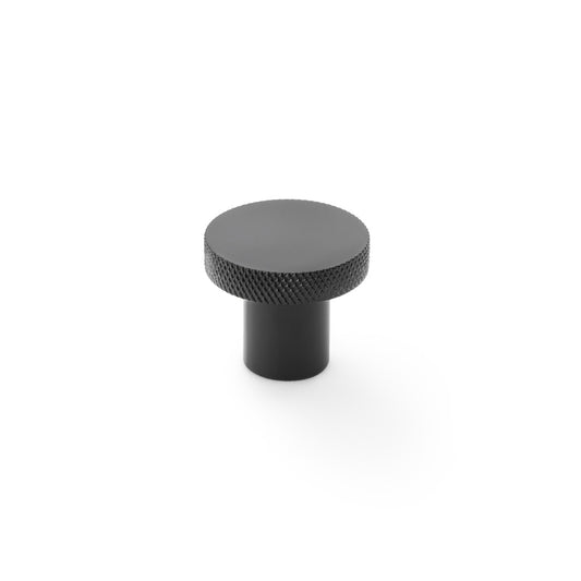 Hanover Black Knurled Circular Cupboard Knob - 30mm