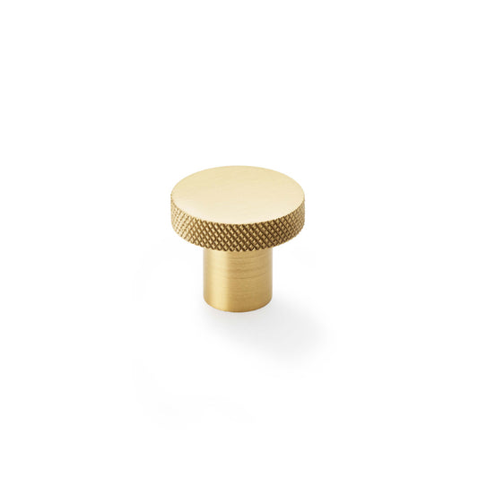 Hanover Knurled Satin Brass Circular Cupboard Knob - 30mm