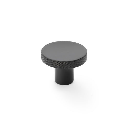 Hanover Black Knurled Circular Cupboard Knob - 38mm