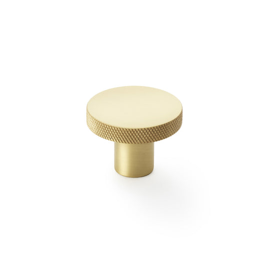 Hanover Knurled Satin Brass Circular Cupboard Knob - 38mm