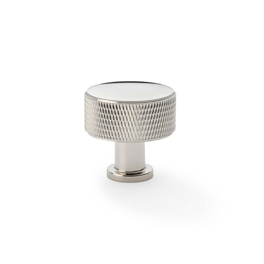 Lucia Knurled Cupboard Knob - Polished Nickel - 35mm