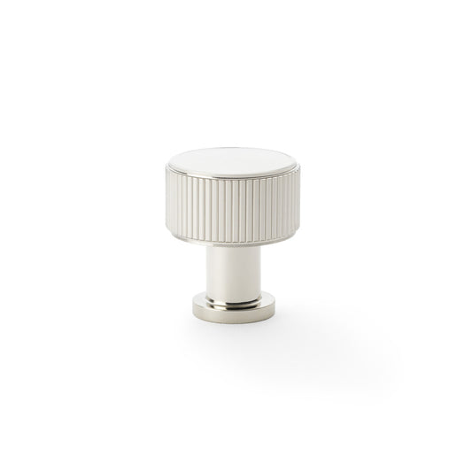 Lucia Reeded Cupboard Knob - Polished Nickel - 29mm