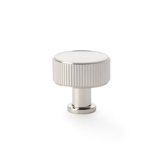 Lucia Reeded Cupboard Knob - Polished Nickel - 35mm