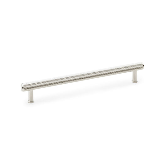 Crispin Polished Nickel Knurled T-bar Cupboard Pull Handle - 224mm Centres