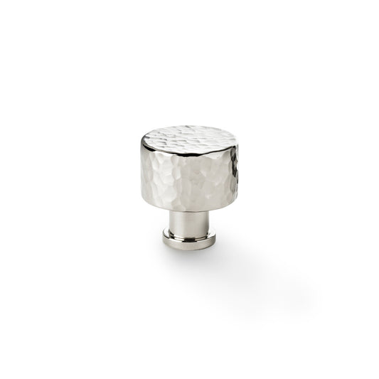 Leila Hammered Cupboard Knob - Polished Nickel - 30mm