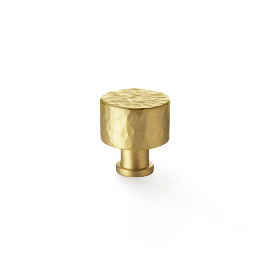 Leila Hammered Cupboard Knob - Satin Brass - 30mm