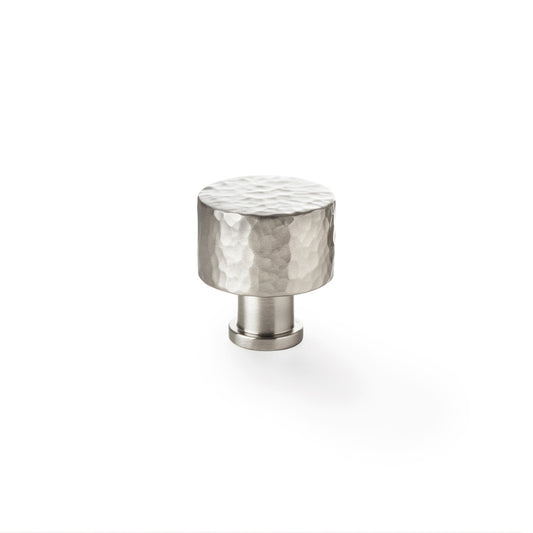 Leila Hammered Cupboard Knob - Satin Nickel - 30mm