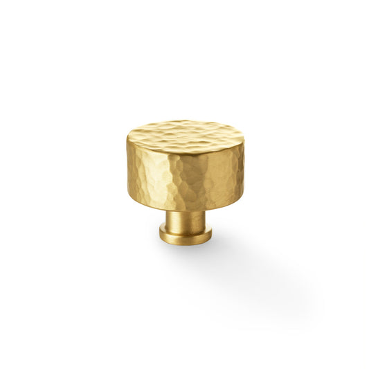 Leila Hammered Cupboard Knob - Satin Brass - 35mm