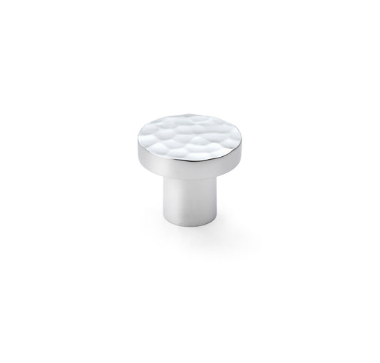 Hanover Hammered Cupboard Knob - Polished Chrome - 30mm