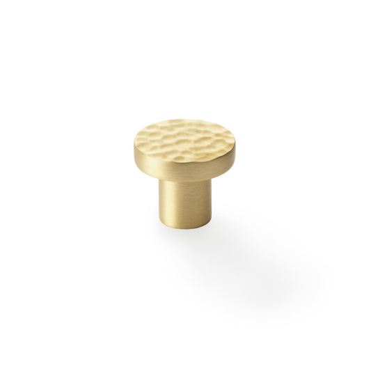 Hanover Hammered Cupboard Knob - Satin Brass - 30mm