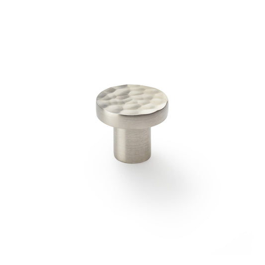 Hanover Hammered Cupboard Knob - Satin Nickel - 30mm