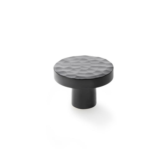 Hanover Hammered Cupboard Knob - Black - 38mm