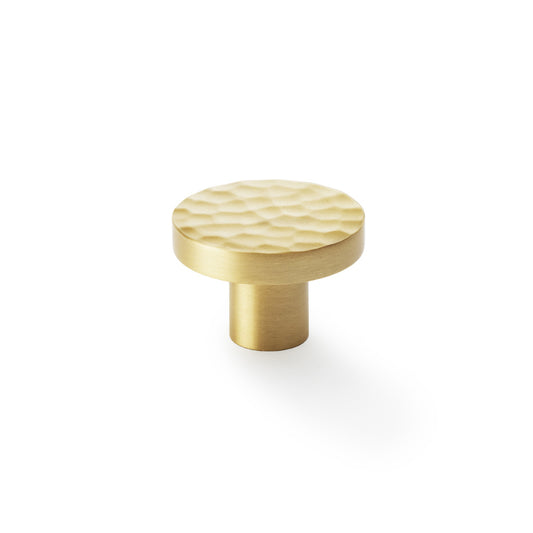 Hanover Hammered Cupboard Knob - Satin Brass - 38mm