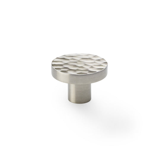 Hanover Hammered Cupboard Knob - Satin Nickel - 38mm