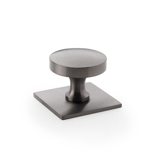 Bullion Cupboard Knob on Square Backplate - Dark Bronze PVD