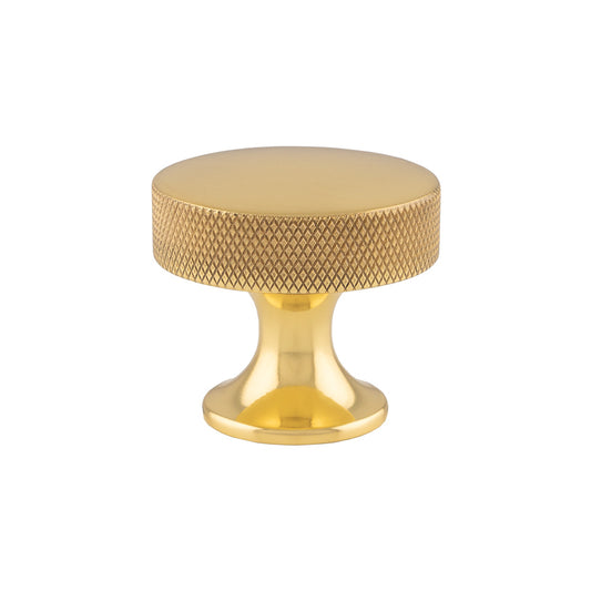 Berlin Polished Brass Knurled Cupboard Knob - 38mm