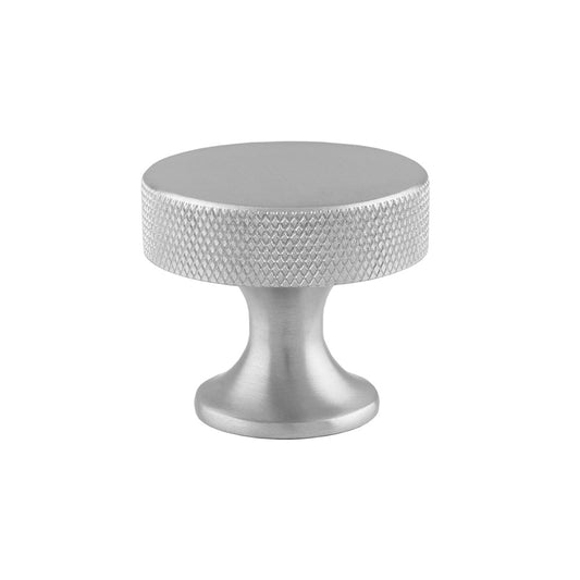 Berlin Satin Chrome Knurled Cupboard Knobs - 38mm