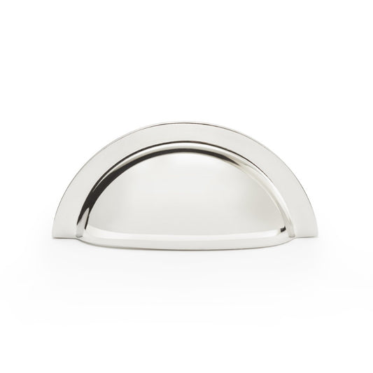 Bardom Polished Nickel Ridged Cabinet Cup Handle - 76mm Centres