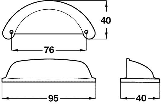 95mm Pewter Finish Cabinet Cup Pull Handle - 76mm Centres