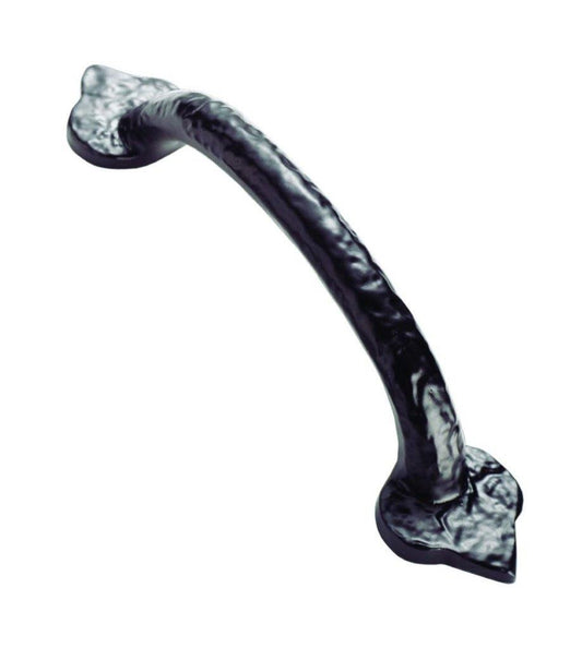 Fleur de Lys Hammered Pull Handle - Black Antique - 102mm Centres