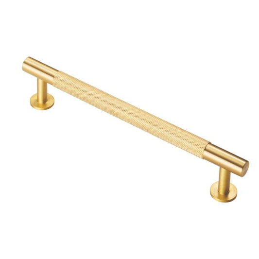 Satin Brass Knurled T Bar Cabinet Handle - 224mm Centres