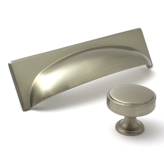 Georgia Cabinet Cup Handle on Rectangular Backplate