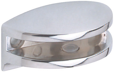 Polished Chrome Curved Glass Shelf Bracket | 6mm Glass