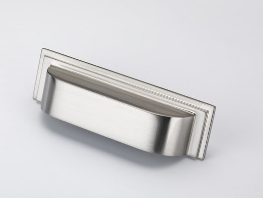 Keswick Brushed Satin Nickel Rectangular Cabinet Cup Handle - 96mm Centres