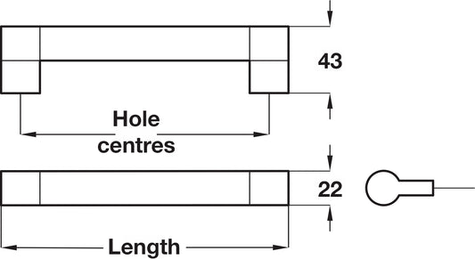 657mm Brushed Stainless Steel Keyhole Cabinet Handle - 632mm Centres
