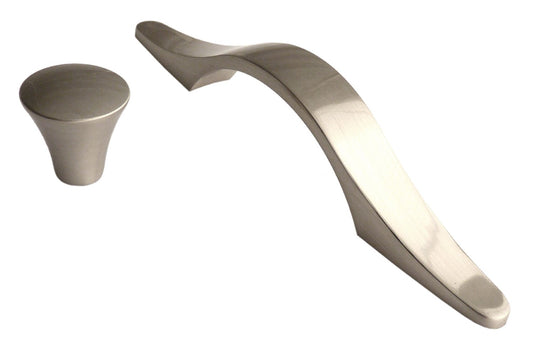 Malvern Brushed Satin Nickel Cabinet Bow Handle - 128mm Centres