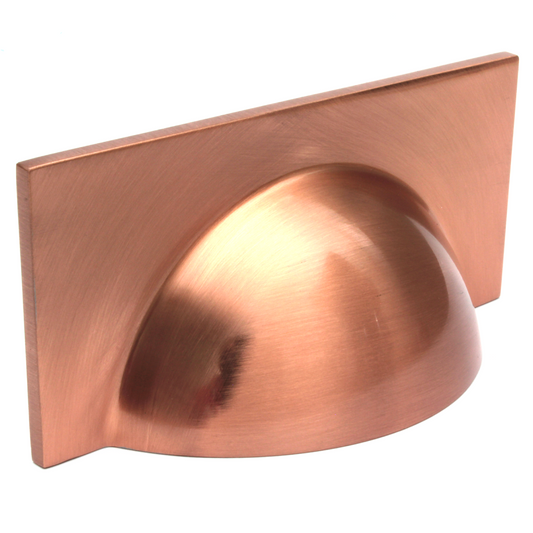 Monmouth Brushed Copper Square Cabinet Cup Handle - 64mm Centres