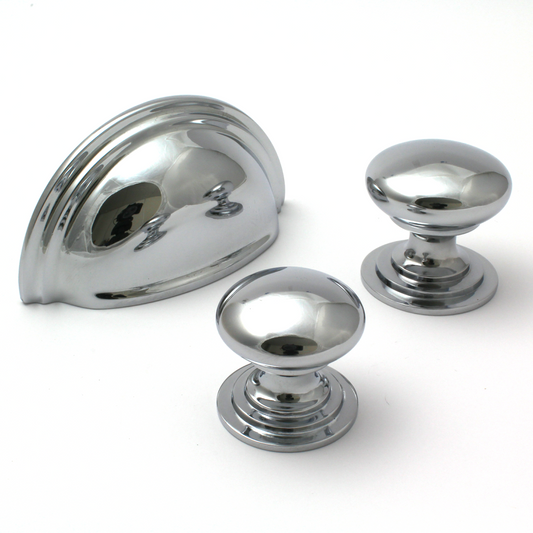 Polished Chrome Victorian Cupboard Knob | 38mm