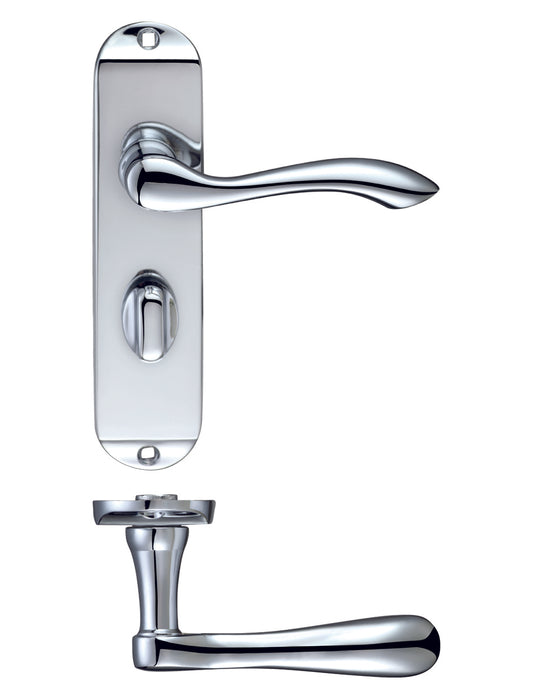 Arundel Door Handle for Bathroom Lock - Polished Chrome